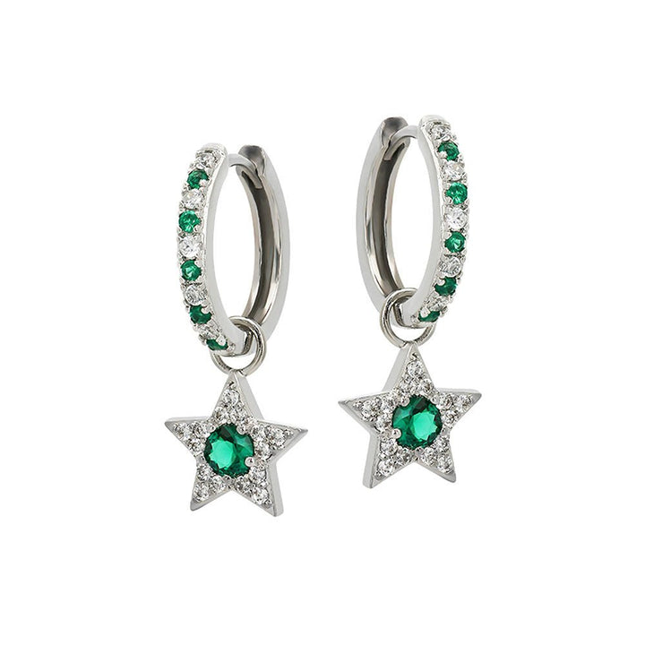 Amelia Scott Silver Celeste Mini Star Emerald Green Hoop Earrings - MococoAmelia ScottAS22SGE24/WEBEarrings