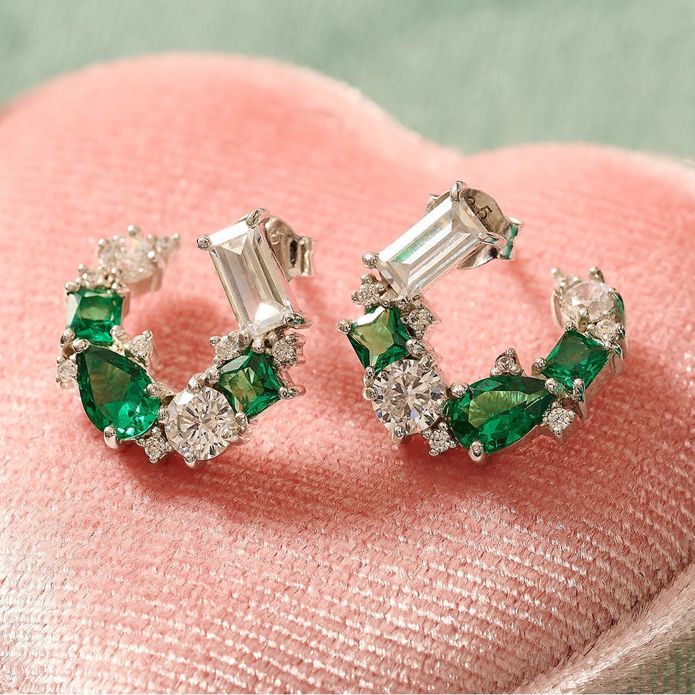 Amelia Scott Silver Lottie Cluster Emerald Green Earrings - MococoAmelia ScottAS22TRE13/WEBEarrings