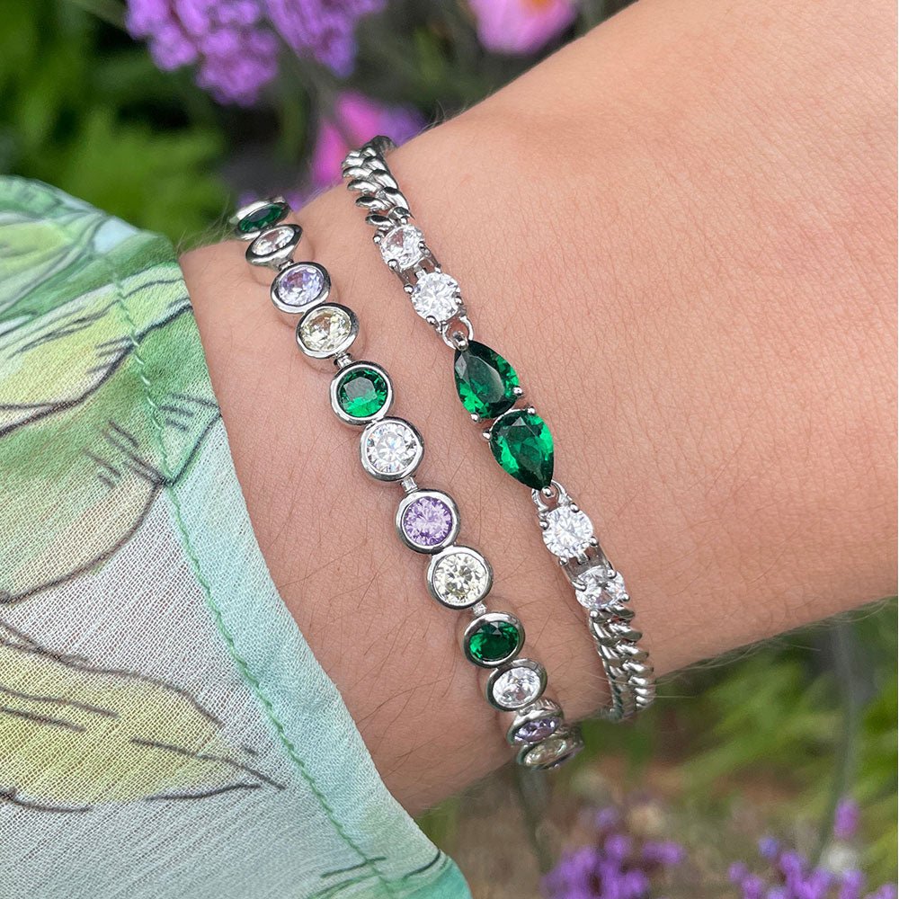 Amelia Scott Silver Sofia Emerald Green Teardrop Bracelet - MococoAmelia ScottAS22TRB15/WEBBracelets