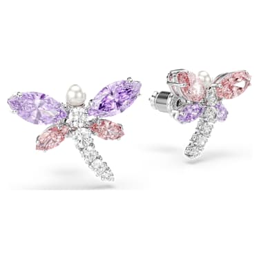 Ariana Grande x Swarovski Dragonfly Stud Earrings Multicoloured Rhodium Plated