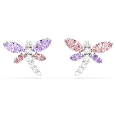 Ariana Grande x Swarovski Dragonfly Stud Earrings Multicoloured Rhodium Plated