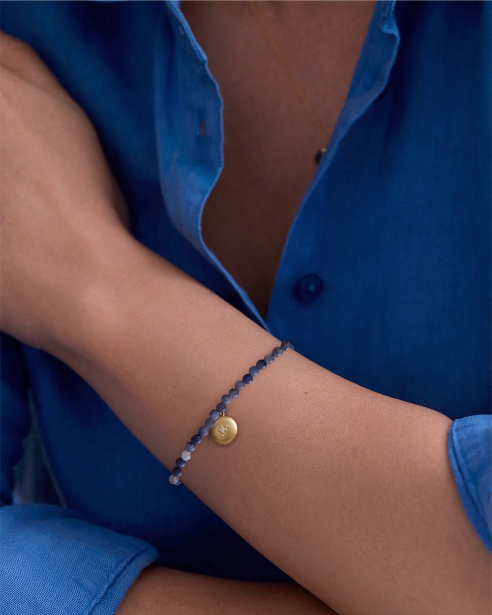 Astley Clarke Blue Aventurine Gold Biography Locket Bracelet - MococoAstley Clarke63084YBEB