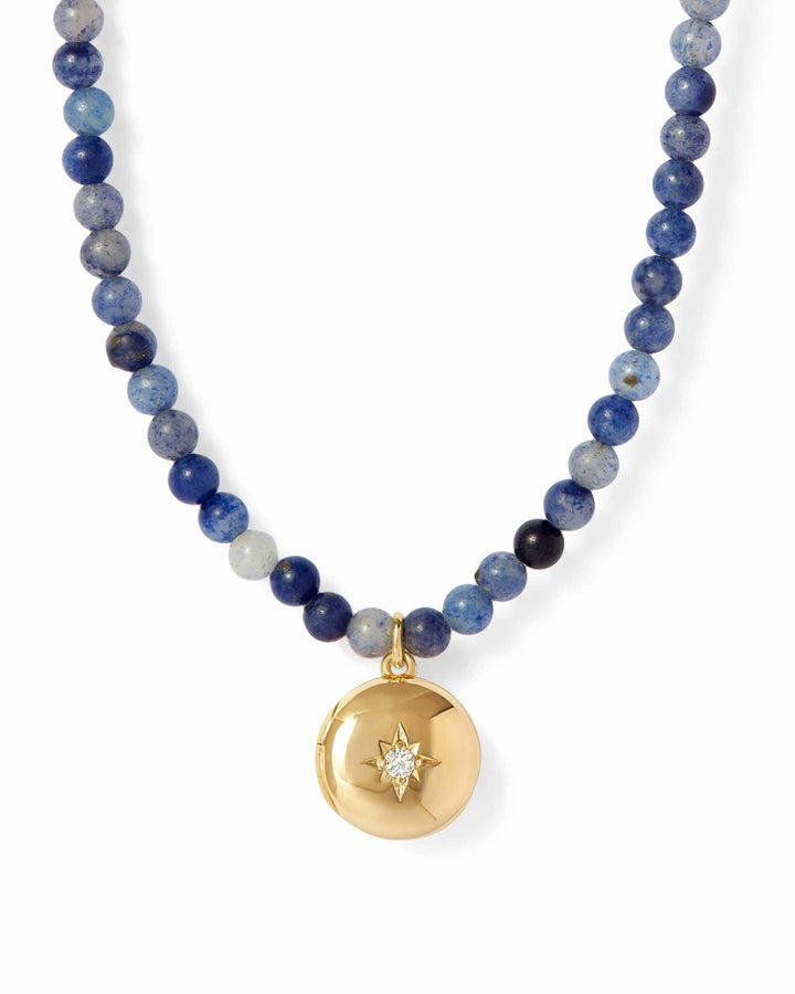 Astley Clarke Blue Aventurine Gold Mini Locket Necklace - MococoAstley Clarke63082YBEN