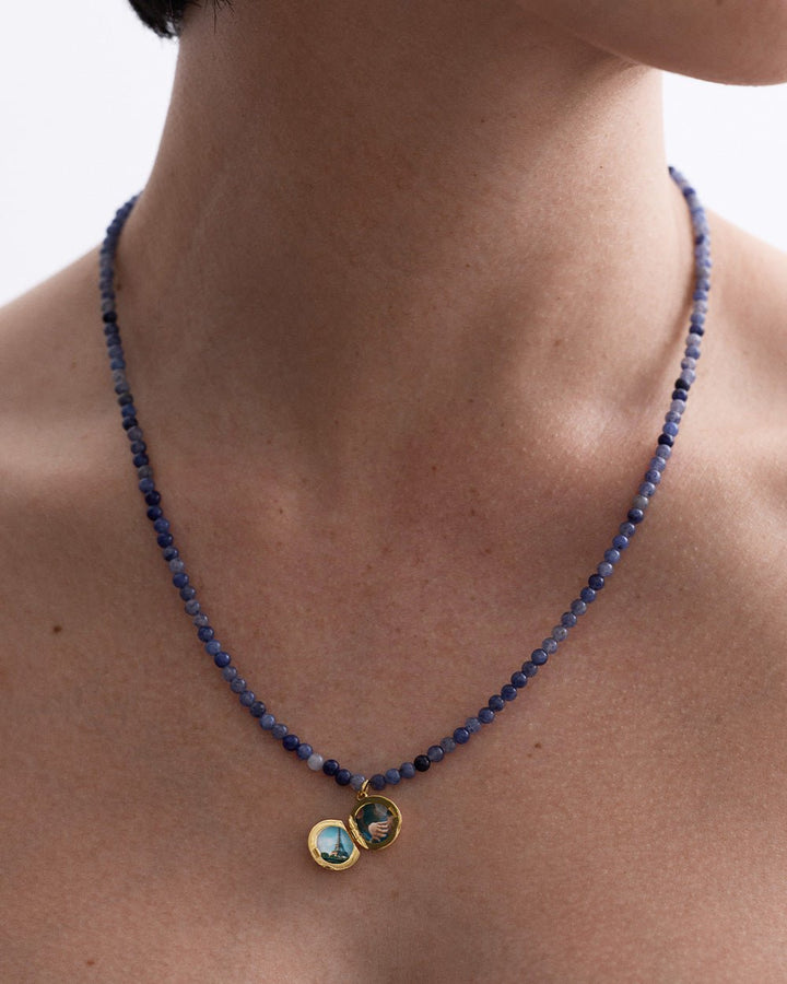 Astley Clarke Blue Aventurine Gold Mini Locket Necklace - MococoAstley Clarke63082YBEN