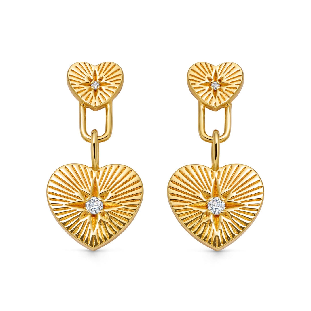 Astley Clarke Double Heart Drop Earrings - Gold Vermeil & White Sapphire - MococoAstley Clarke60030YNOEOSEarrings