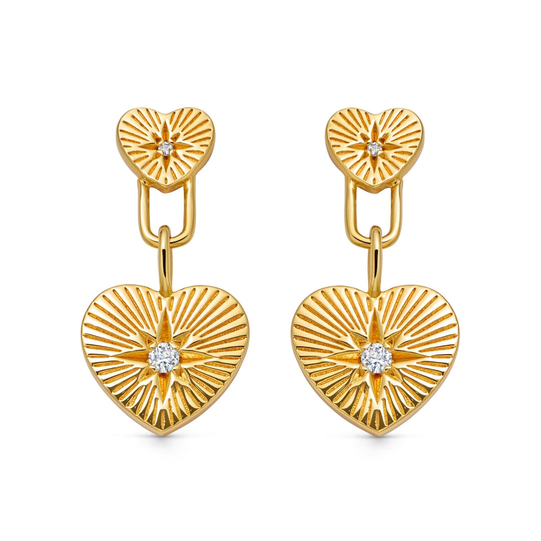 Astley Clarke Double Heart Drop Earrings - Gold Vermeil & White Sapphire - MococoAstley Clarke60030YNOEOSEarrings