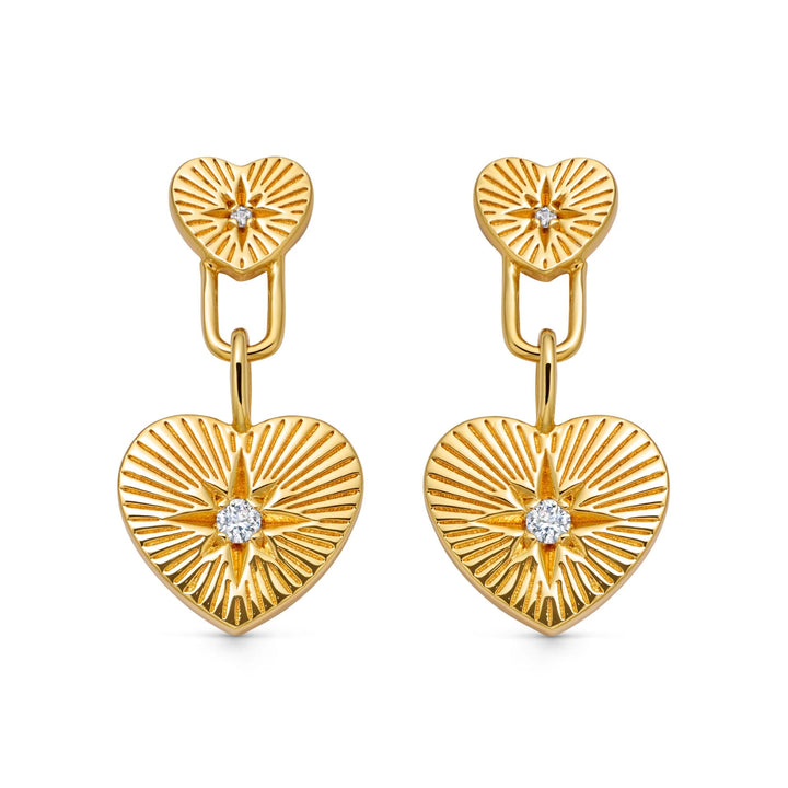 Astley Clarke Double Heart Drop Earrings - Gold Vermeil & White Sapphire - MococoAstley Clarke60030YNOEOSEarrings