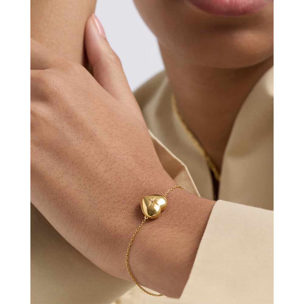 Astley Clarke Gold Biography Heart Locket Bracelet image 1