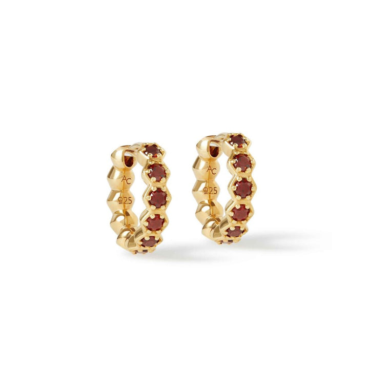 Astley Clarke Gold Deco Red Garnet Huggie Earrings - MococoAstley Clarke48001YRDEOSEarrings