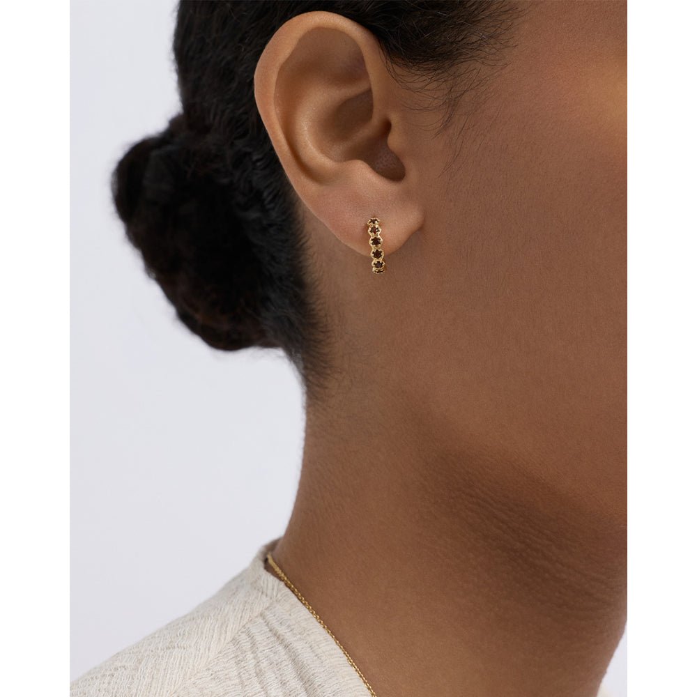 Astley Clarke Gold Deco Red Garnet Huggie Earrings - MococoAstley Clarke48001YRDEOSEarrings