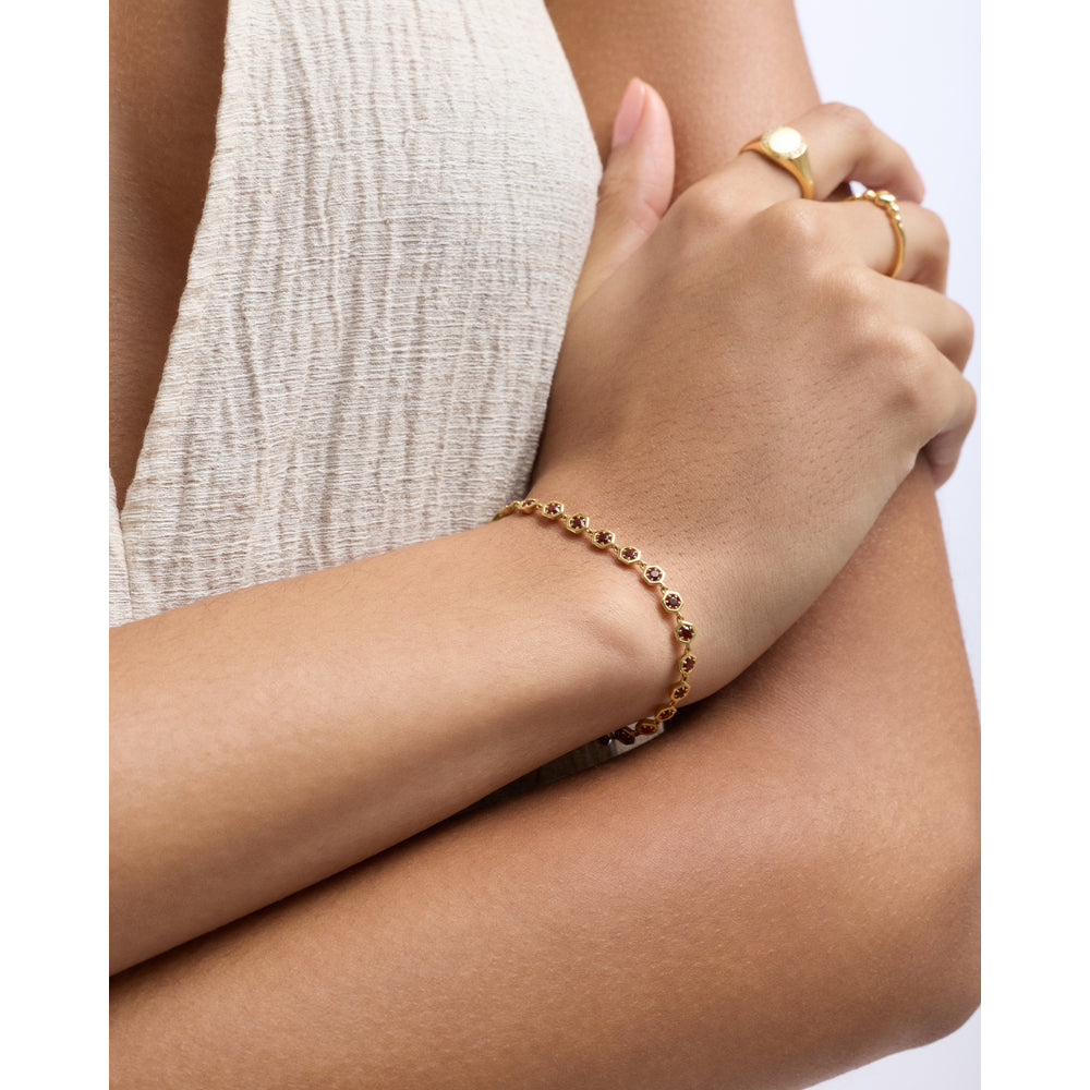 Astley Clarke Gold Deco Red Garnet Tennis Bracelet image 1