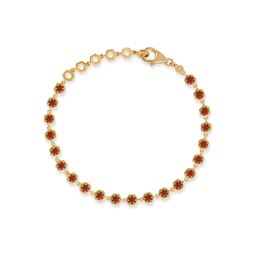 Astley Clarke Gold Deco Red Garnet Tennis Bracelet image