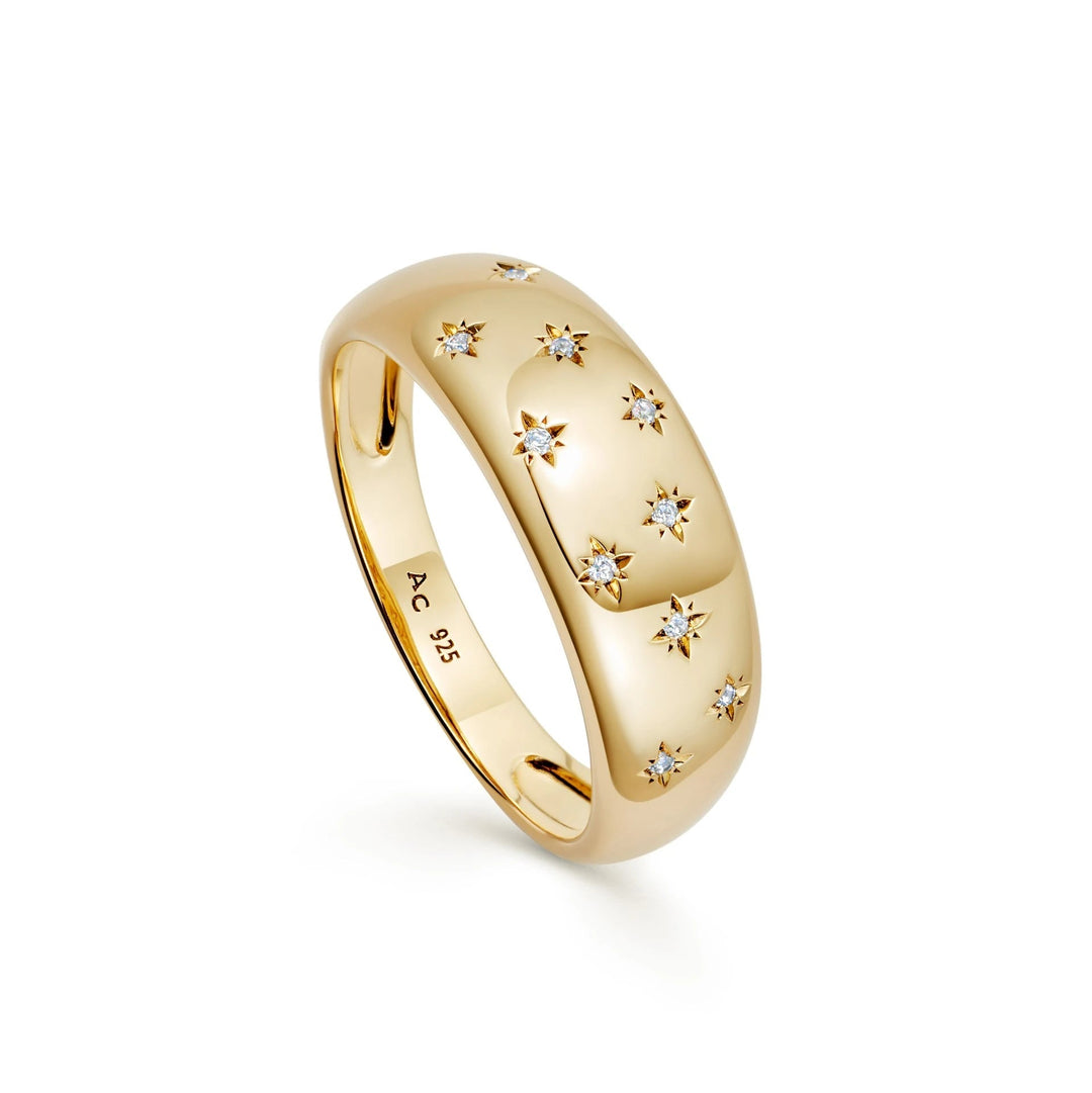 Astley Clarke Gold Vermeil Celestial Wide Band White Sapphire Ring - MococoAstley Clarke52002YNOR70Rings