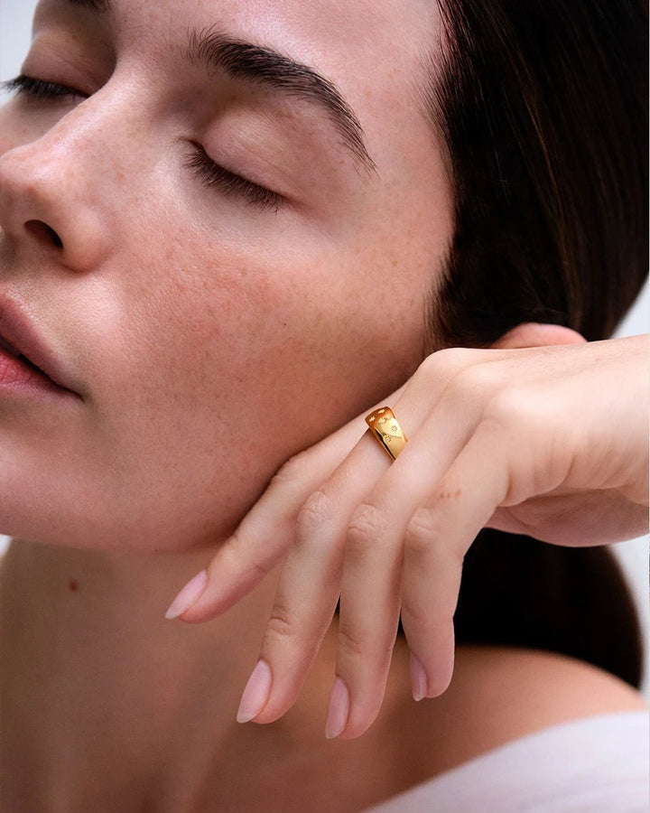 Astley Clarke Gold Vermeil Celestial Wide Band White Sapphire Ring - MococoAstley Clarke52002YNOR70Ring