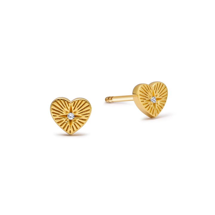 Astley Clarke Gold Vermeil Heart Stud Earrings with Sparkling White Sapphires - MococoAstley Clarke60031YNOEOSEarrings