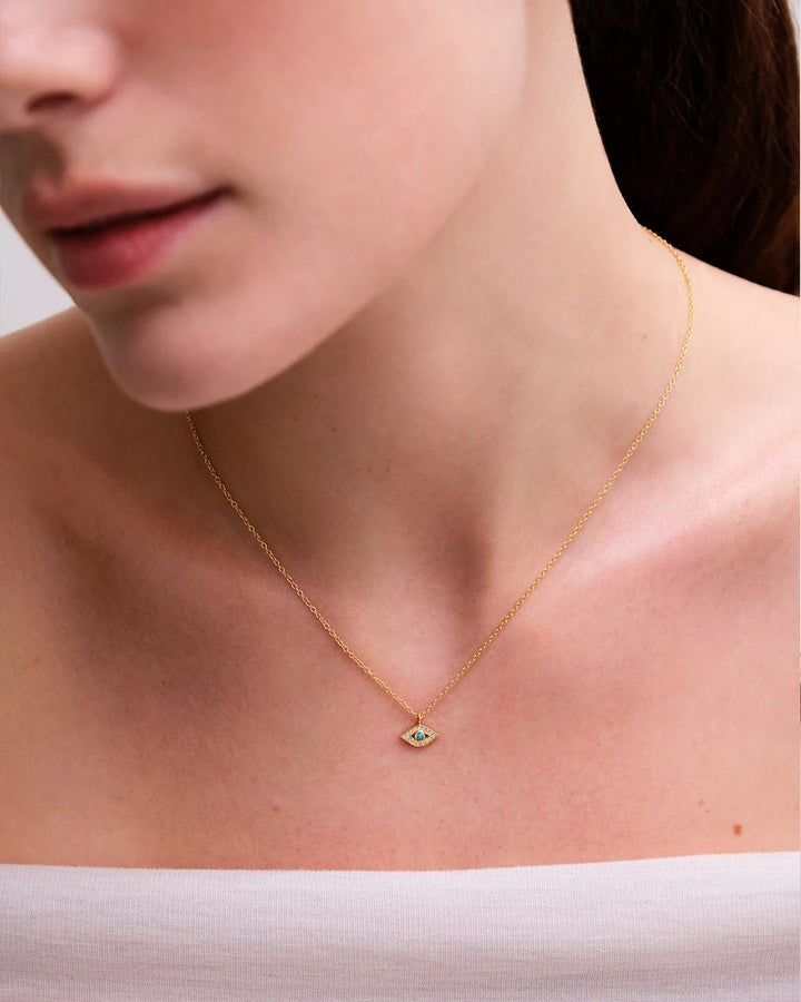 Astley Clarke Mini Evil Eye Pendant Necklace - Gold Vermeil &amp; White Sapphire Pavé - MococoAstley Clarke39035YNON16Necklaces