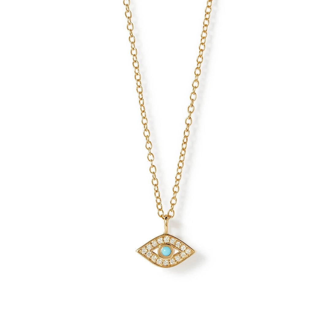 Astley Clarke Mini Evil Eye Pendant Necklace - Gold Vermeil & White Sapphire Pavé - MococoAstley Clarke39035YNON16Necklaces