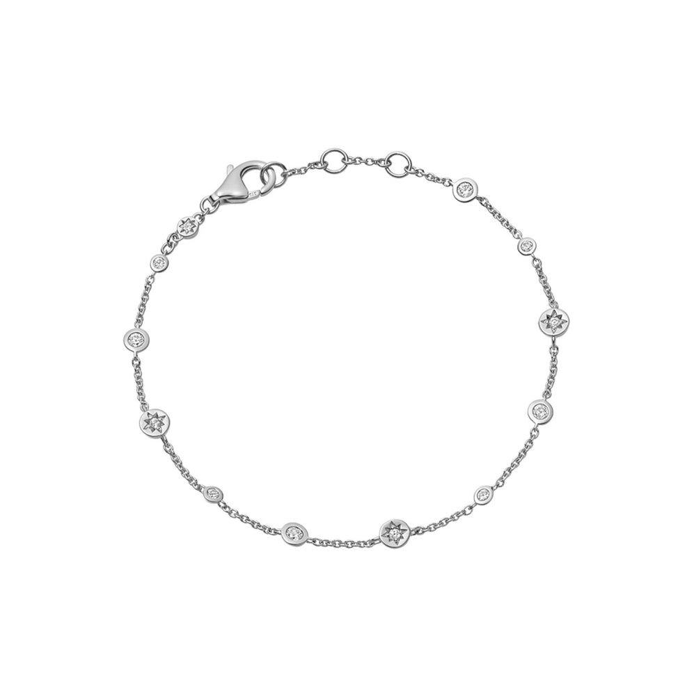 Astley Clarke Silver Polaris North Star White Sapphire Station Bracelet image