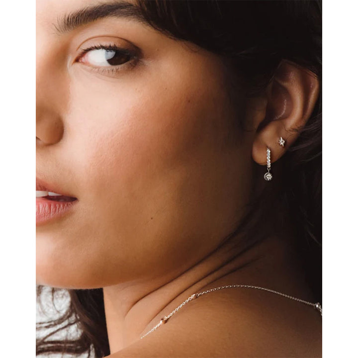 Astley Clarke Silver Polaris White Sapphire Huggie Earrings image 1