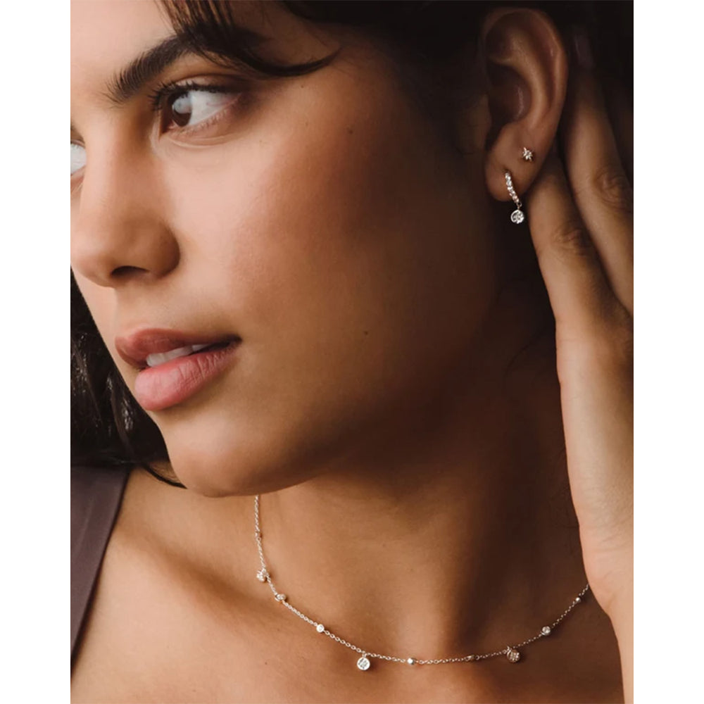 Astley Clarke Silver Polaris White Sapphire Huggie Earrings image 2