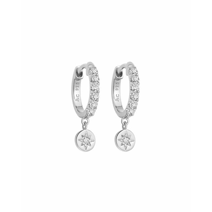 Astley Clarke Silver Polaris White Sapphire Huggie Earrings image