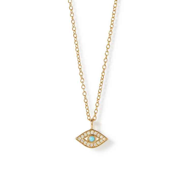 Astley Clarke Mini Evil Eye Pendant Necklace - Gold Vermeil & White Sapphire Pavé