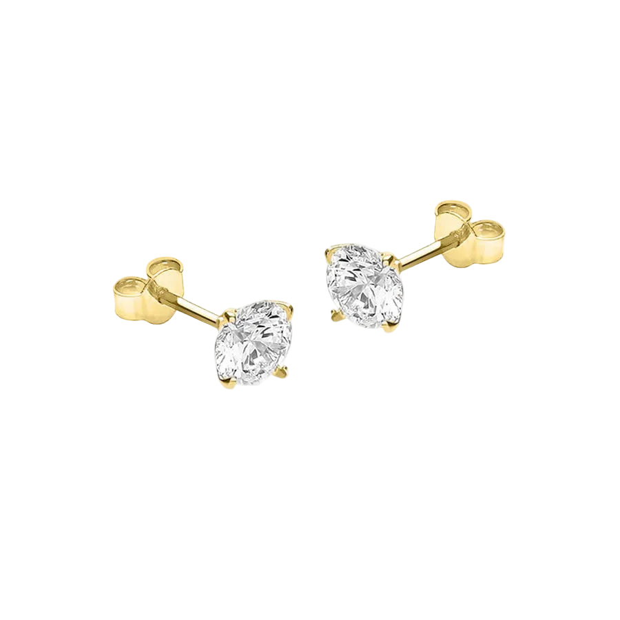 9ct Yellow Gold 5mm Round CZ Stud Earrings