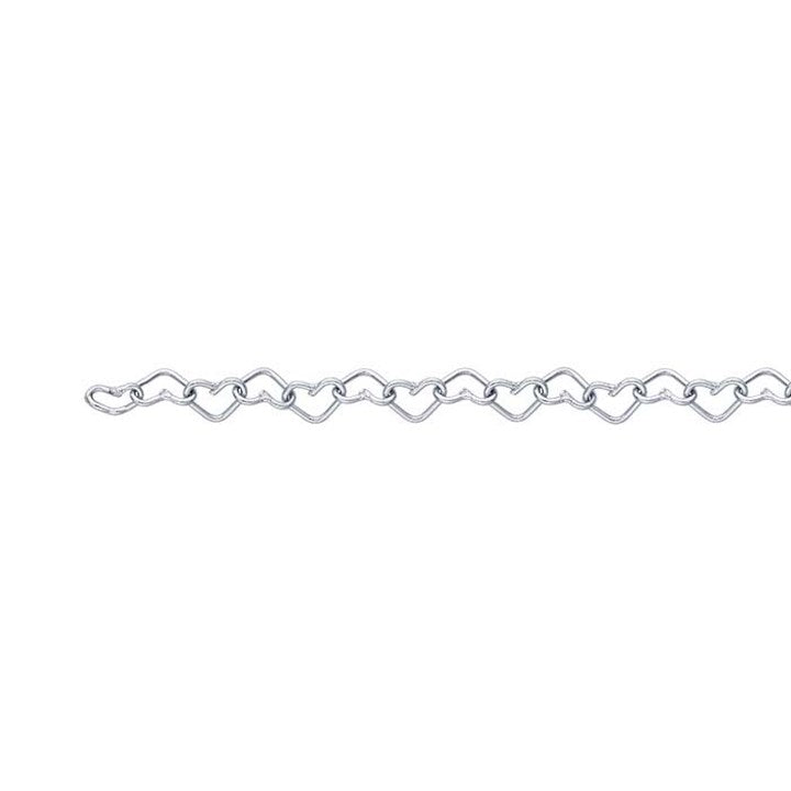 Elegant Sterling Silver Heart Link Chain Bracelet, 3.2mm, 21cm Length