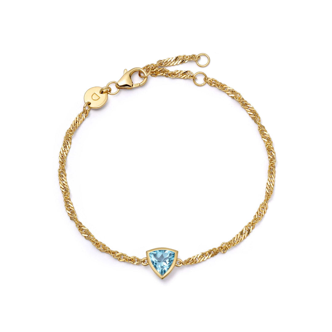 Daisy London 18ct Gold Plate Recycled Silver Birthstone Charm Bracelet with Gemstones