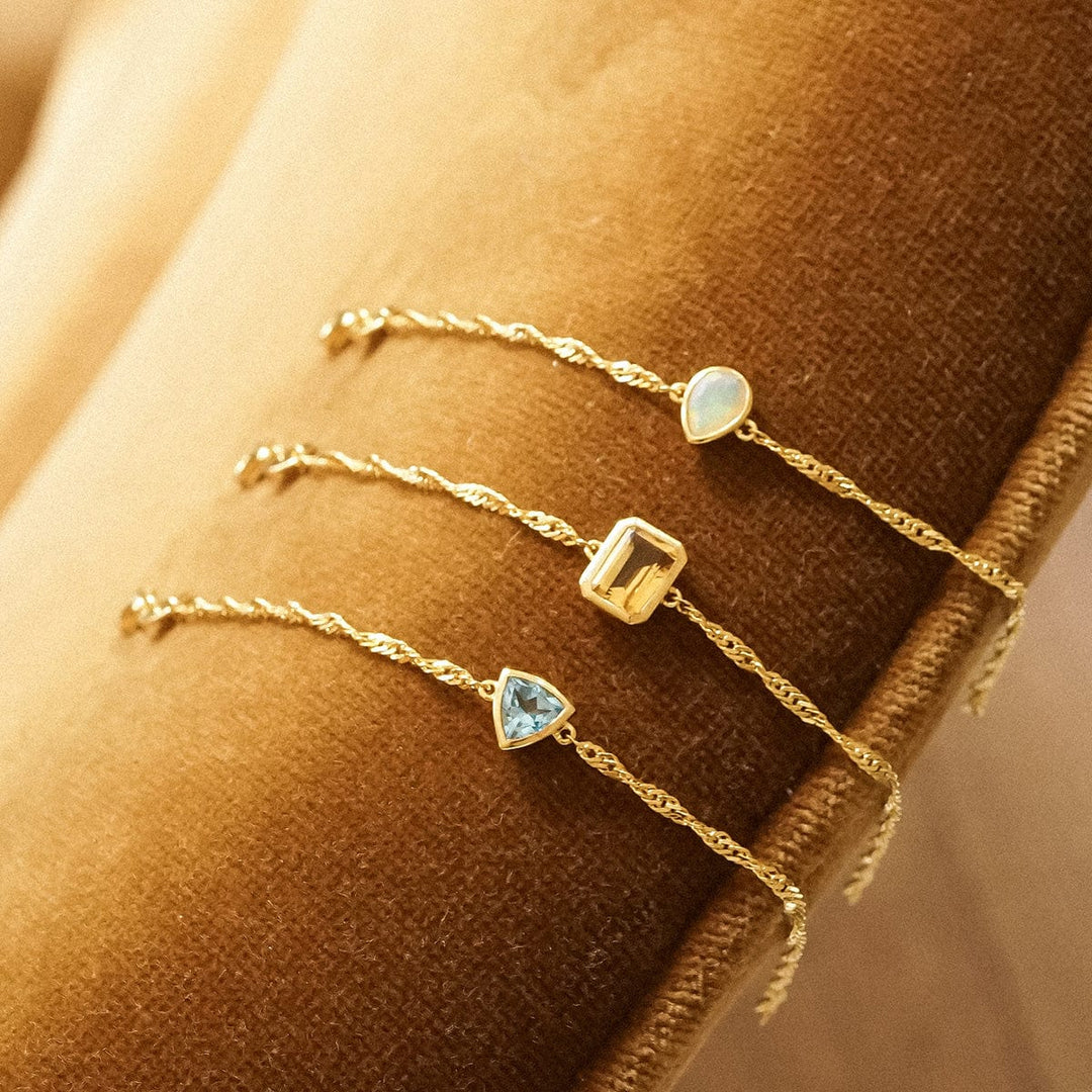 Elegant 18ct Gold Plate Recycled Silver Birthstone Charm Bracelet with Gemstones