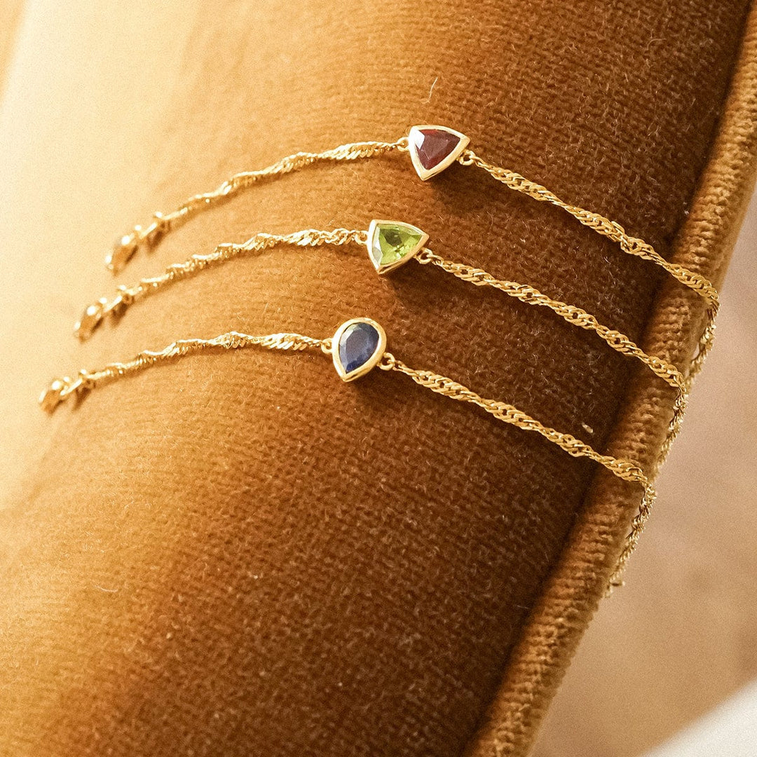 Elegant 18ct Gold Plate Recycled Silver Birthstone Charm Bracelet with Gemstones