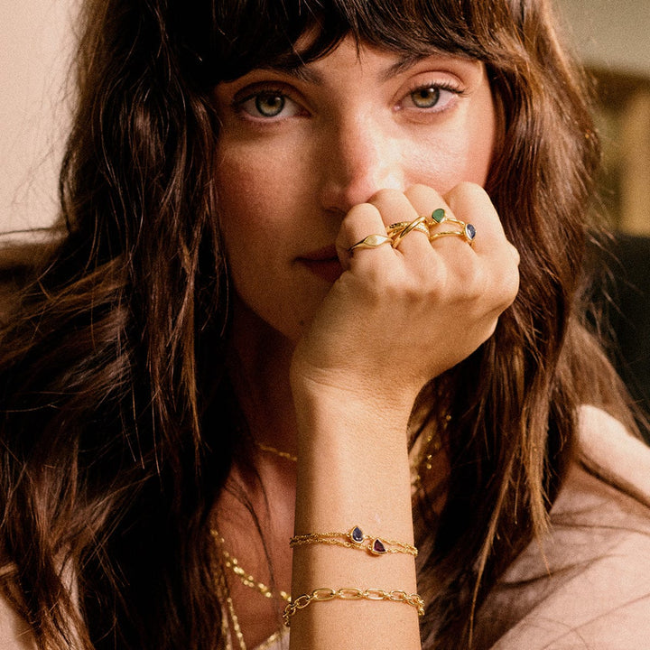 Elegant 18ct Gold Plate Recycled Silver Birthstone Charm Bracelet with Gemstones