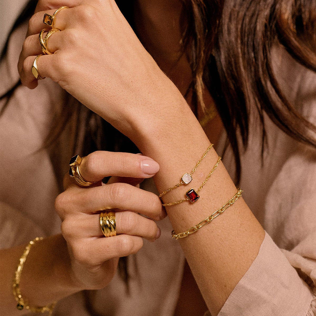 Elegant 18ct Gold Plate Recycled Silver Birthstone Charm Bracelet with Gemstones