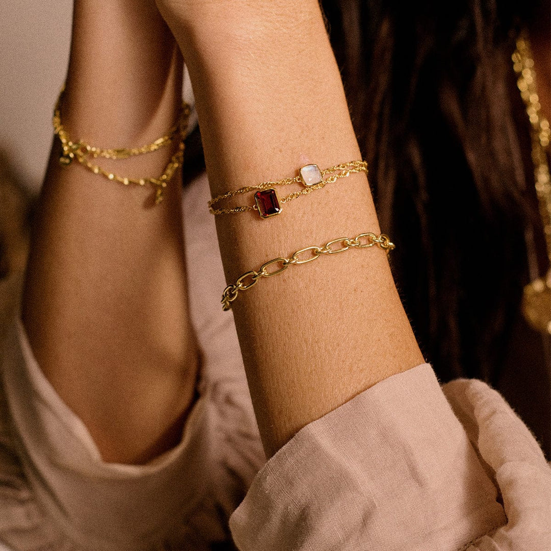 Elegant 18ct Gold Plate Recycled Silver Birthstone Charm Bracelet with Gemstones