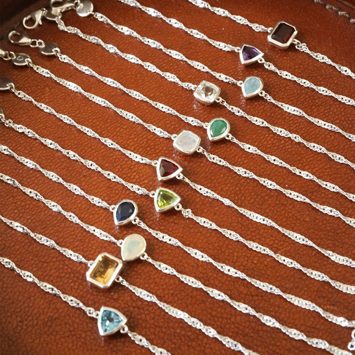 Personalised Sterling Silver Birthstone Charm Bracelet - Elegant & Meaningful Gemstone Jewellery