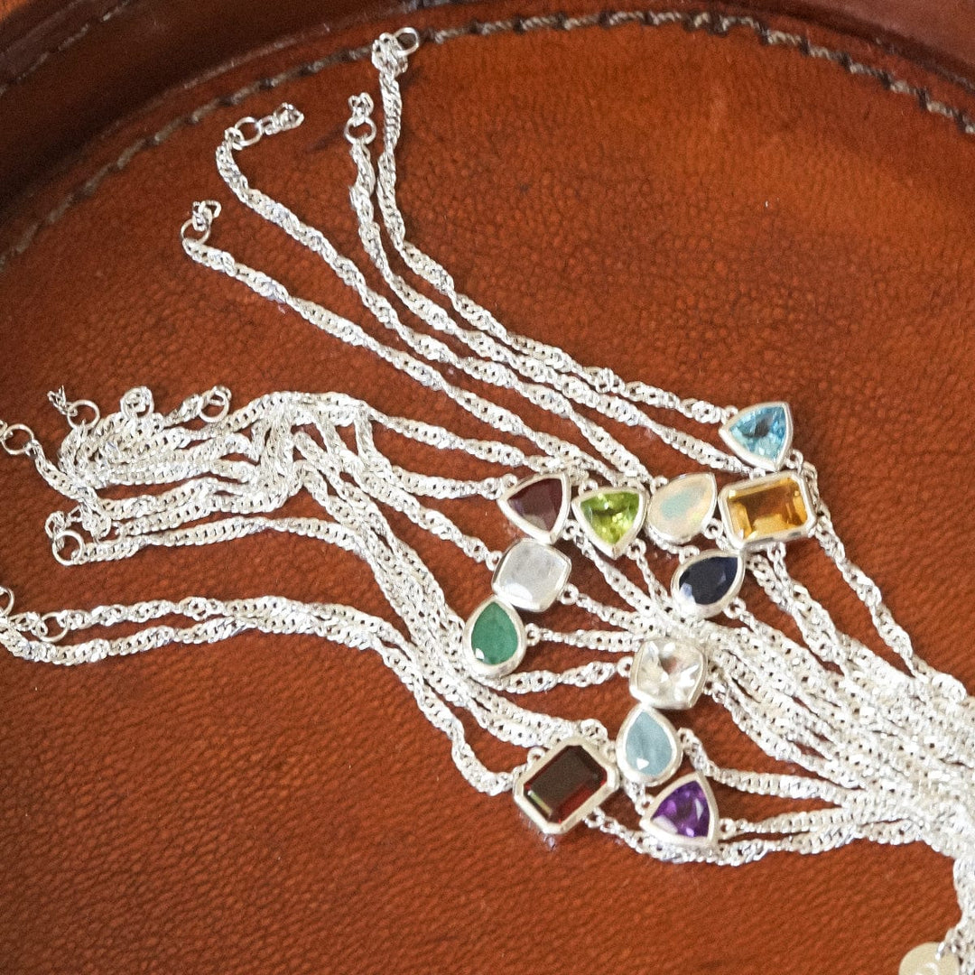 Personalised Sterling Silver Birthstone Charm Bracelet - Elegant & Meaningful Gemstone Jewellery