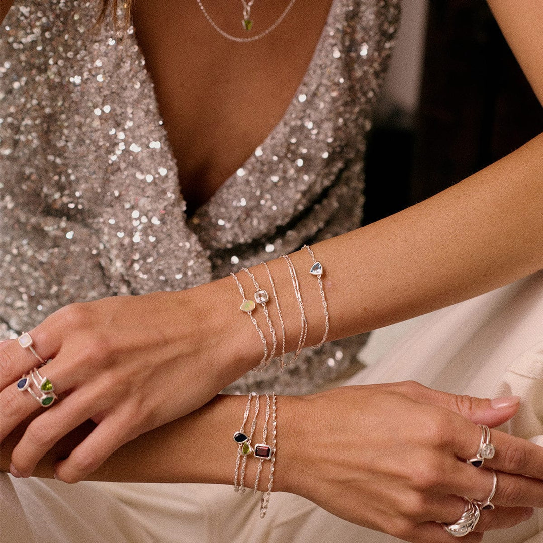 Personalised Sterling Silver Birthstone Charm Bracelet - Elegant & Meaningful Gemstone Jewellery