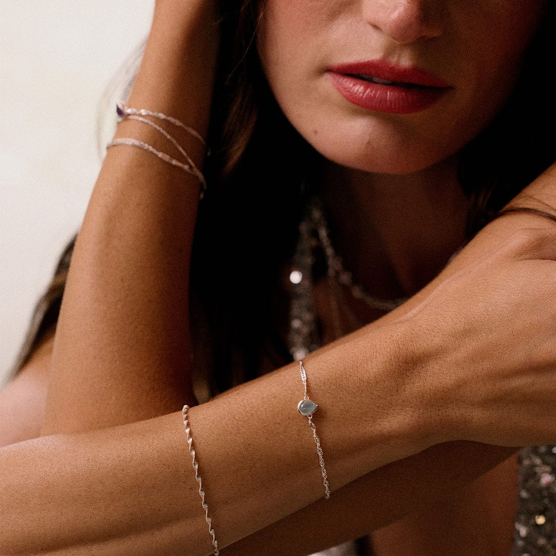 Personalised Sterling Silver Birthstone Charm Bracelet - Elegant & Meaningful Gemstone Jewellery