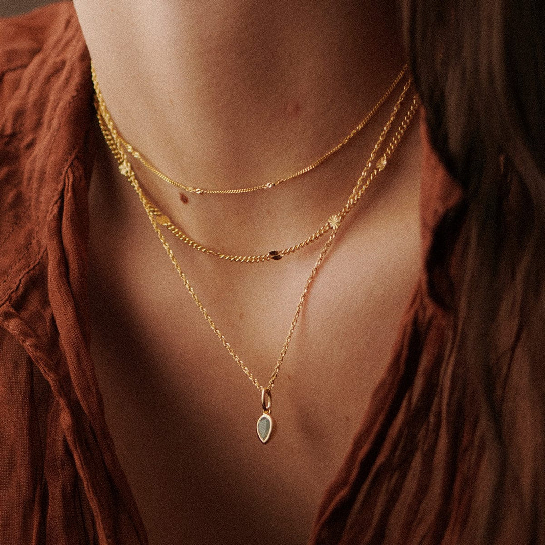 Dainty 18ct Gold Plate Birthstone Charm Necklace - Personalised Gemstone Jewellery Gift