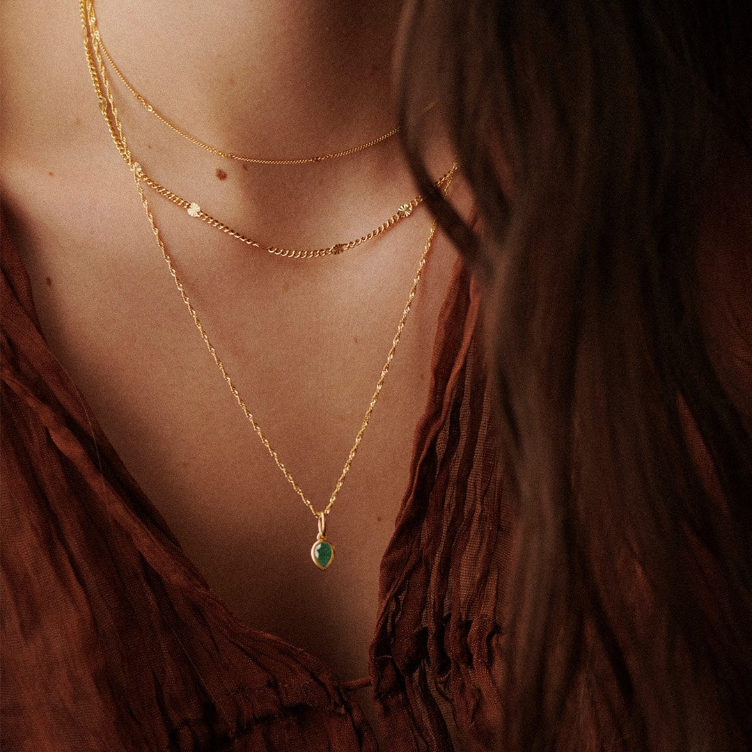 Dainty 18ct Gold Plate Birthstone Charm Necklace - Personalised Gemstone Jewellery Gift