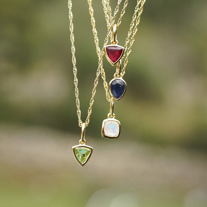 Dainty 18ct Gold Plate Birthstone Charm Necklace - Personalised Gemstone Jewellery Gift