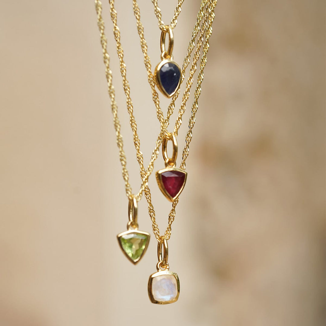 Dainty 18ct Gold Plate Birthstone Charm Necklace - Personalised Gemstone Jewellery Gift