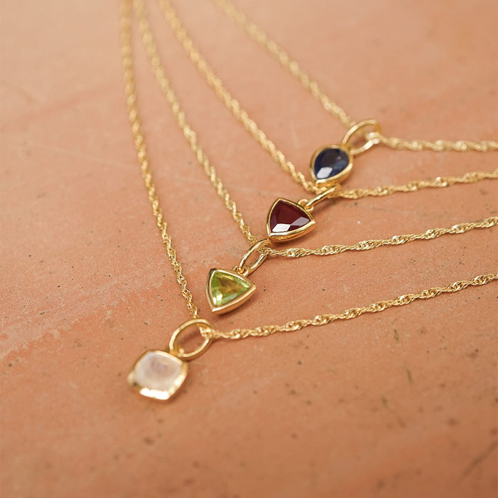 Dainty 18ct Gold Plate Birthstone Charm Necklace - Personalised Gemstone Jewellery Gift