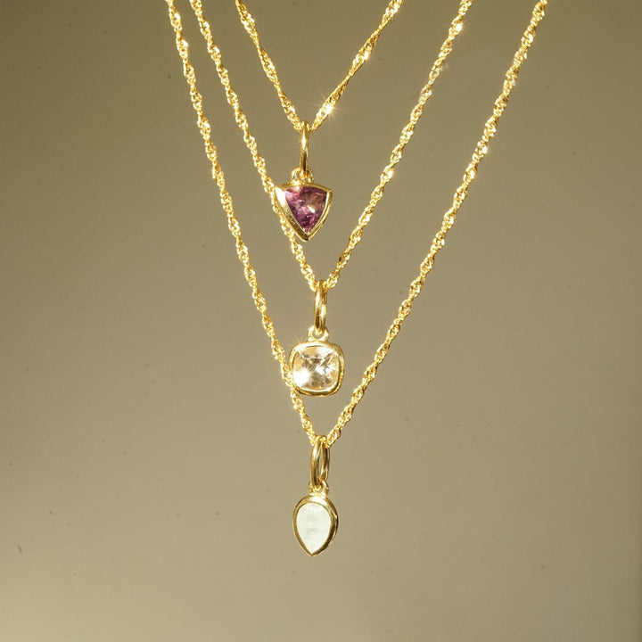 Dainty 18ct Gold Plate Birthstone Charm Necklace - Personalised Gemstone Jewellery Gift