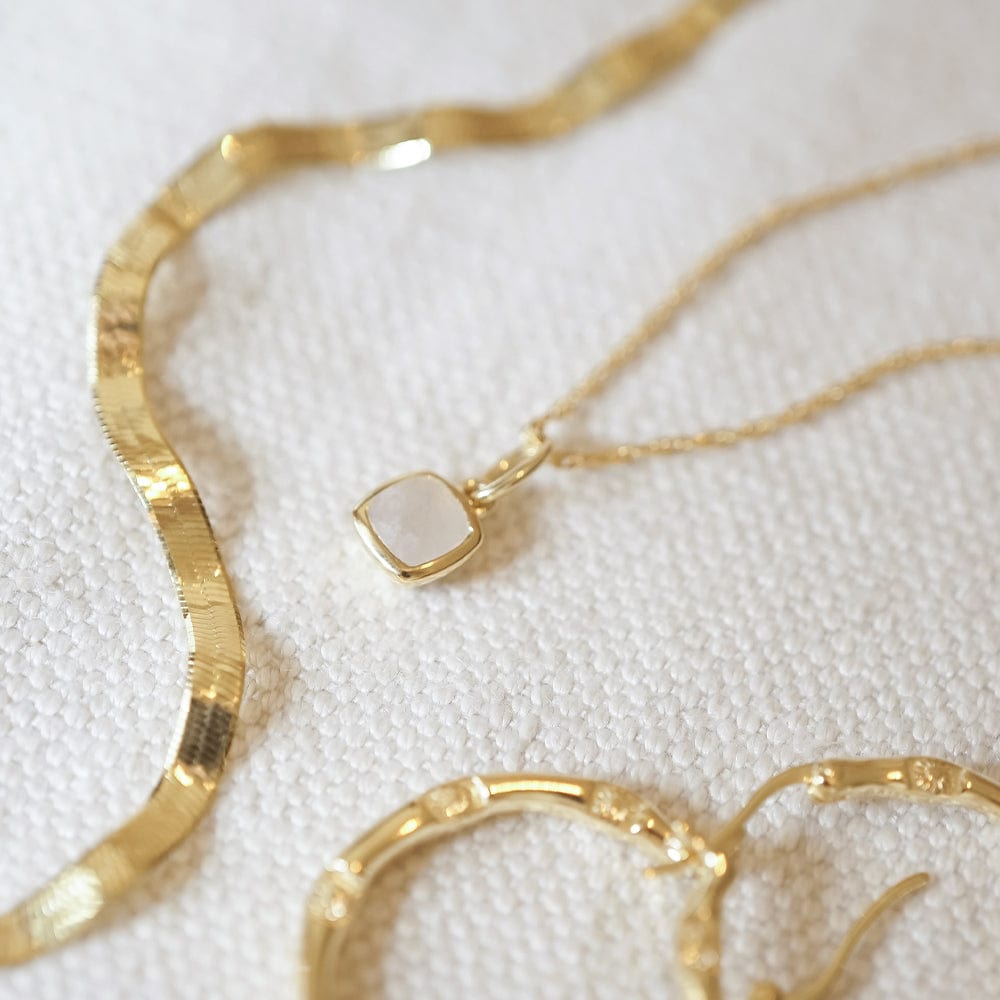 Dainty 18ct Gold Plate Birthstone Charm Necklace - Personalised Gemstone Jewellery Gift