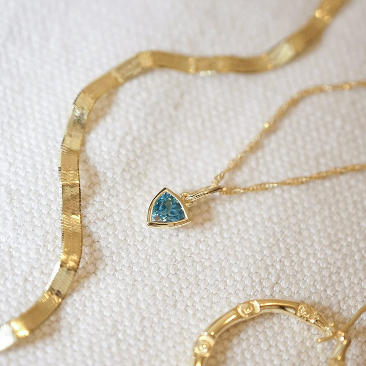 Dainty 18ct Gold Plate Birthstone Charm Necklace - Personalised Gemstone Jewellery Gift