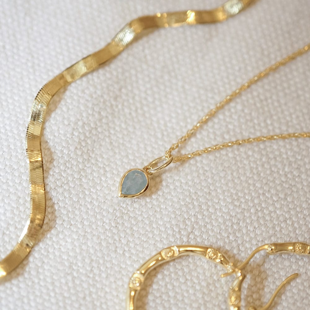 Dainty 18ct Gold Plate Birthstone Charm Necklace - Personalised Gemstone Jewellery Gift