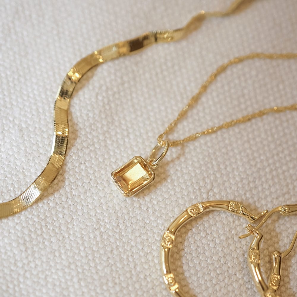 Dainty 18ct Gold Plate Birthstone Charm Necklace - Personalised Gemstone Jewellery Gift