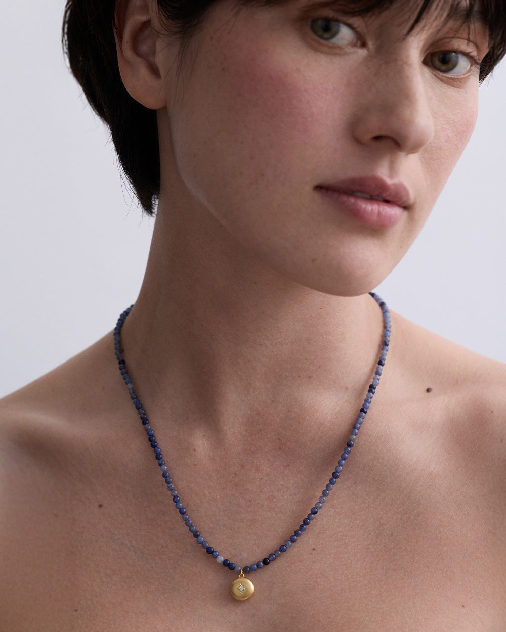 Blue Aventurine Gold Biography Mini Locket Necklace