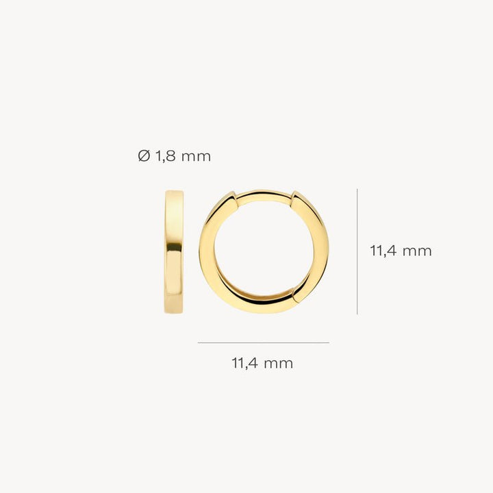 Blush 14ct Solid Gold Flat Huggie Hoop Earrings - MococoBlush7202YGOEarrings